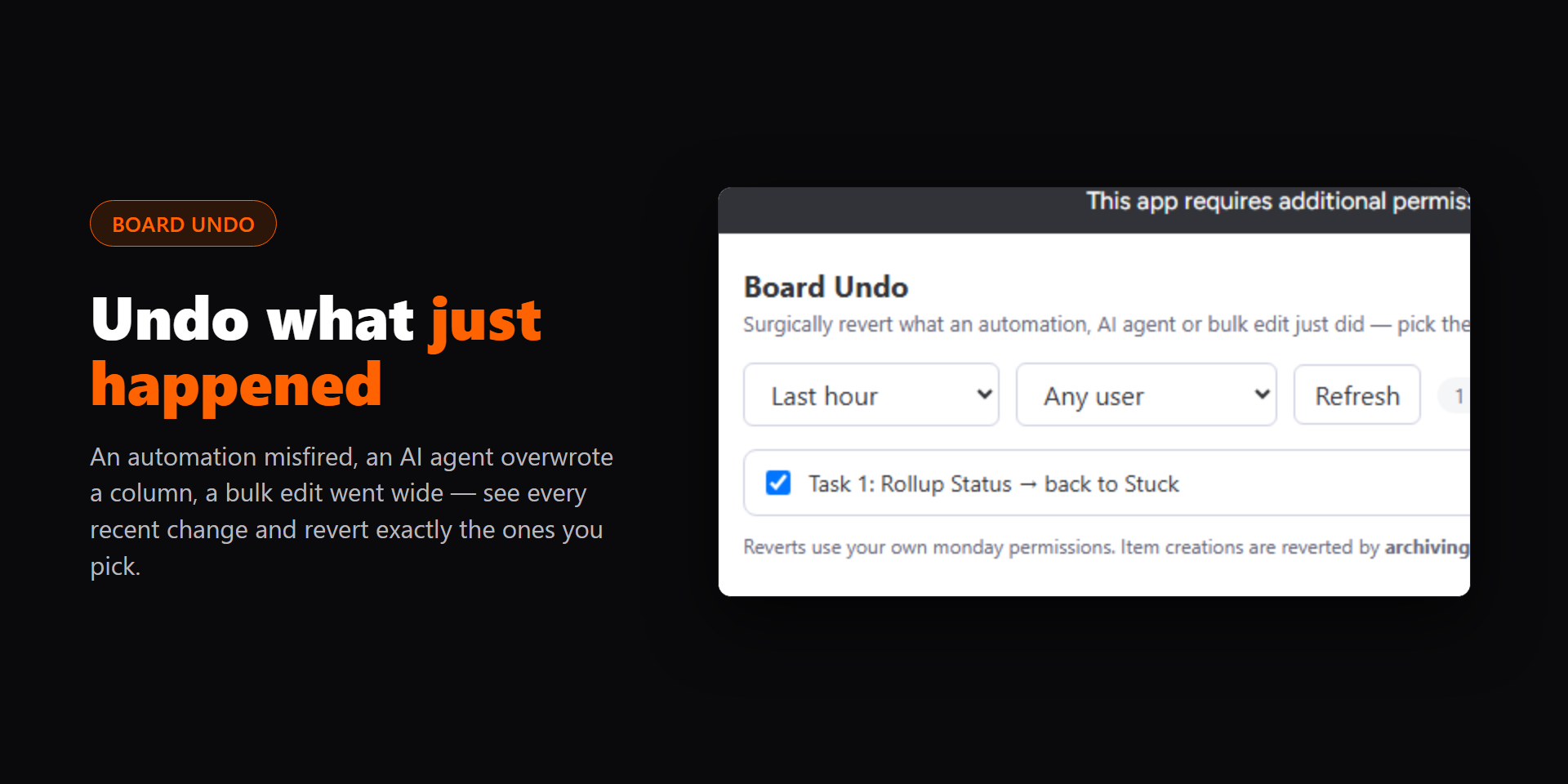 Board Undo lists what just happened on the board