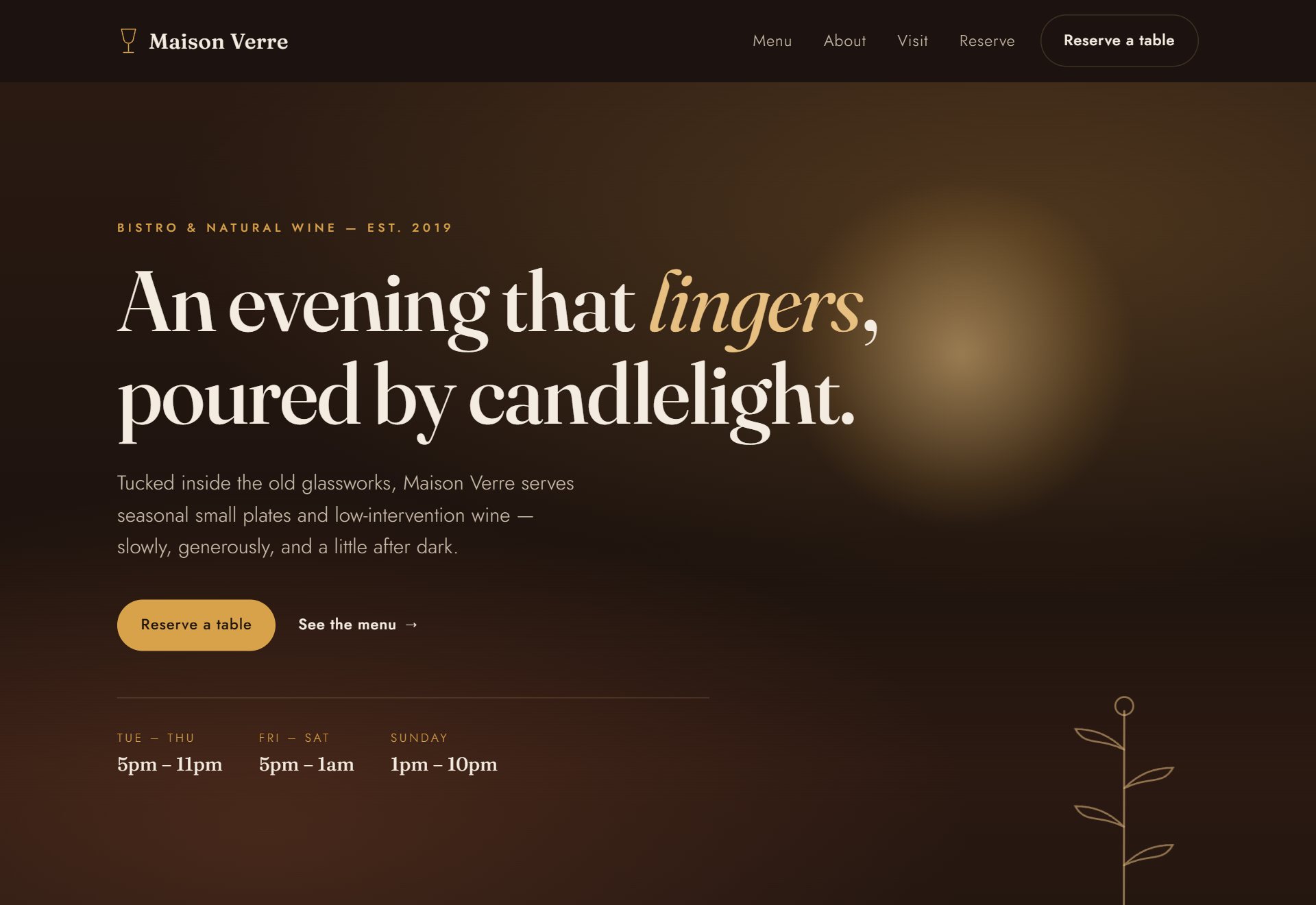 Maison Verre — An evening that lingers, poured by candlelight.